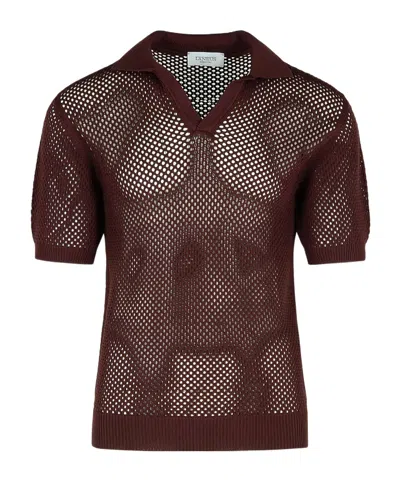 Laneus Short-sleeved Sweater In Brown