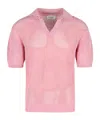 Laneus Short Sleeve Mesh Knit Sweater In Pink