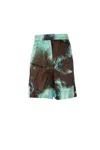 Laneus Palm Tree Print Elastic Waistband Shorts In Brown