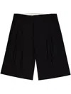 Laneus Black Virgin Wool Bermuda Shorts In Black