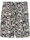 Laneus Black Graphic Print Bermuda Shorts In Black