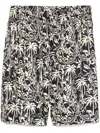 Laneus Black Graphic Print Bermuda Shorts In Nero