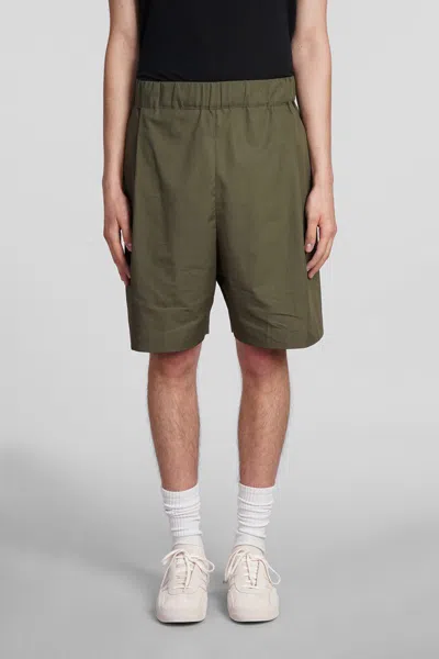 Laneus Elasticated-waist Cotton Shorts In Military Green