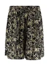 Laneus Black Graphic Print Bermuda Shorts In Black