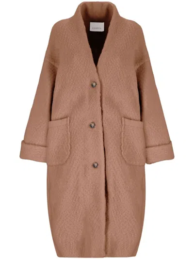 Laneus Single-breasted Coat In Neutrals
