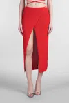 Laneus Gonna Lunga A Maglia Traforata In Red