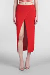 Laneus Gonna Lunga A Maglia Traforata In Red