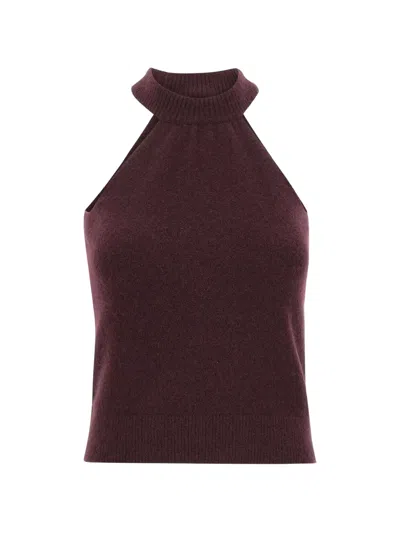 Laneus Sleeveless Knitted Top In Burgundy
