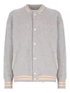 Laneus Snap-button Knitted Bomber Jacket In Gray