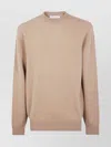 Laneus Soft Textured Crew Neck Long Sleeve Jumper In Brown