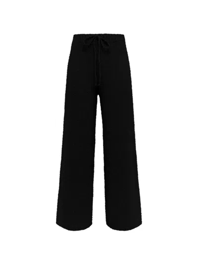 Laneus Soft-textured Drawstring Trousers In Black