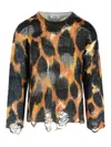 Laneus Animal Print Distressed Baby Alpaca Sweater In Multi