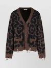 Laneus Spotted Merino Wool Blend Cardigan In Multi