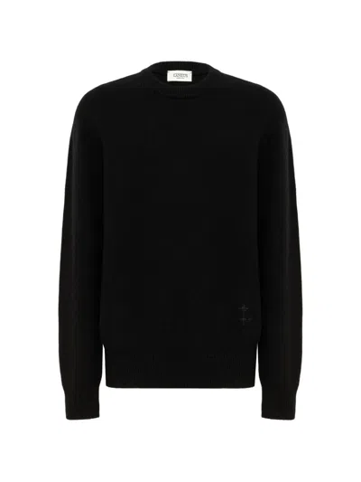 Laneus Star-embroidered Crew-neck Sweater In Black