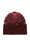 Laneus Striped Cable-knit Beanie Hat In Brown