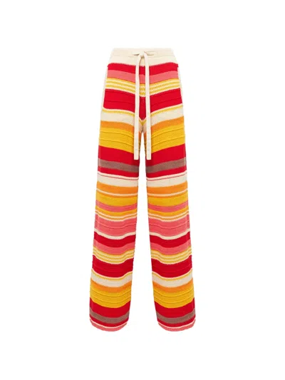 Laneus Striped Drawstring Trousers In Red