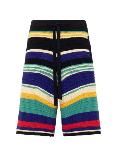 Laneus Striped Knitted Shorts In Multi