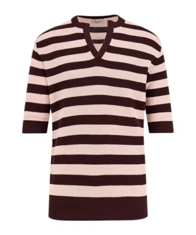 LANEUS LANEUS STRIPED V-NECK SWEATER