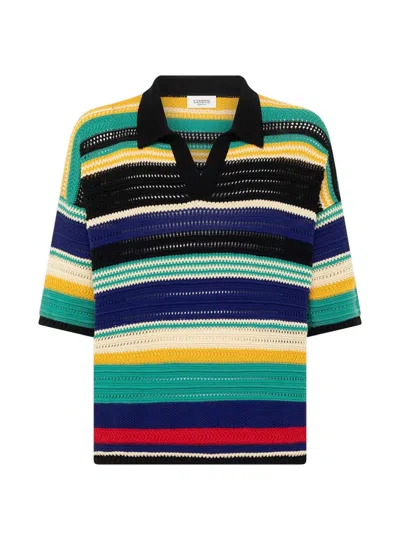 Laneus Multicolor Stripes Shirt Collar Polo
