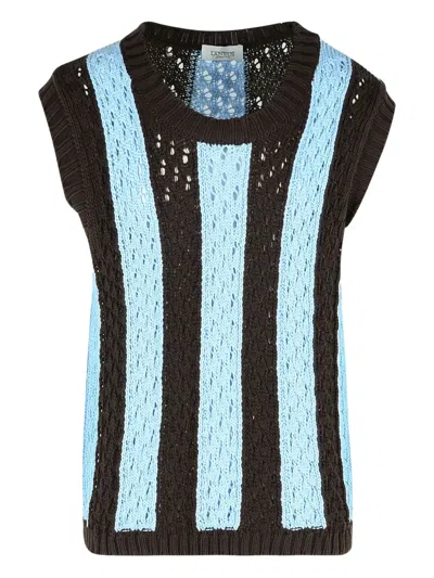 Laneus Striped Knitted Vest In Blue