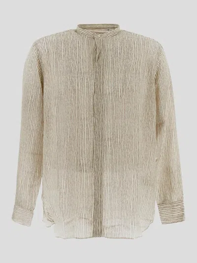 Laneus Shirt In Beige Silk In White