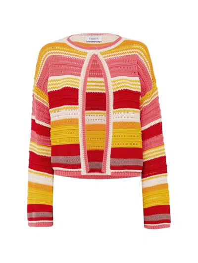 Laneus Striped-pattern Knitted Cardigan In Pink