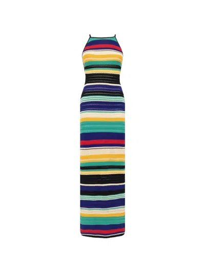 Laneus Striped-pattern Knitted Dress In Multi