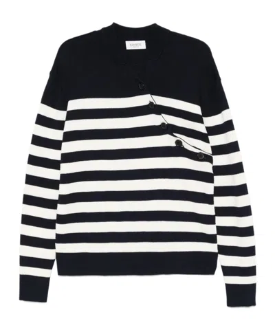 LANEUS LANEUS BUTTON DETAIL STRIPED SWEATER