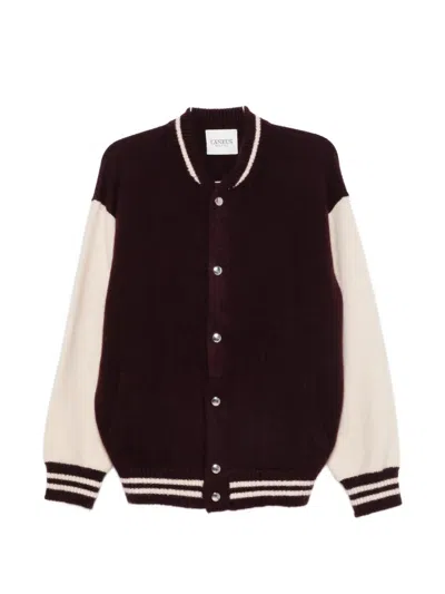 Laneus Stripe-detail Bomber Jacket In Brown