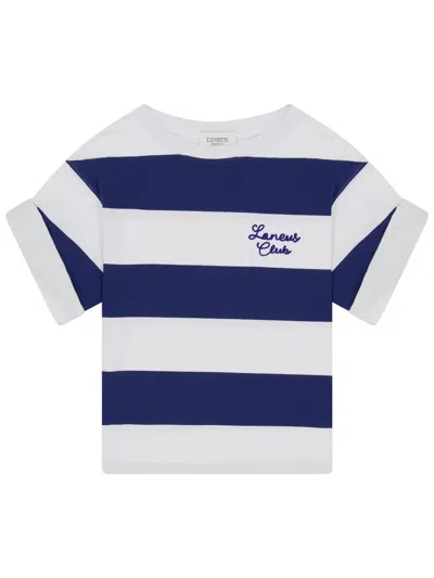 Laneus Stripped Jersey T-shirt In Blue