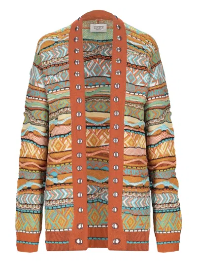 Laneus Studded Knitted Cardigan In Multi