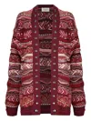 Laneus Studded Patterned Cardigan In Red