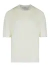 Laneus Cotton Sweater Short Sleeves In Cream