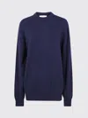 Laneus Soft Textured Crew Neck Long Sleeve Jumper In Blue