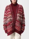 Laneus Studded Patterned Cardigan In Red