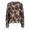 Laneus Animal Print Distressed Baby Alpaca Sweater In Multi