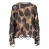 Laneus Animal Print Distressed Baby Alpaca Sweater In Animal Print