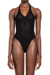 Laneus Costume Da Bagno A Maglia Traforata In Black