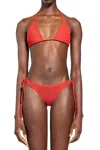 Laneus Knitted Bikini Set In Red