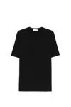 Laneus Black Cotton-blend Crew-neck T-shirt In Black