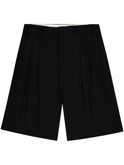 Laneus Tailored Black Shorts With Pleated Front