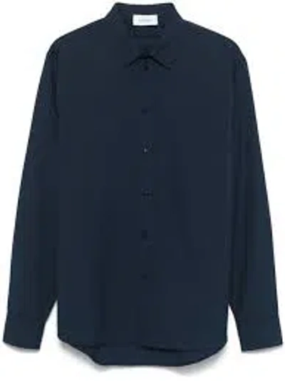 Laneus Tailored Fit Virgin Wool Shirt In Blue