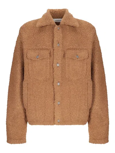 Laneus Textured Button-fastening Shirt Jacket In Brown