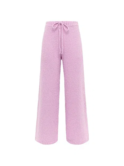 Laneus Textured Drawstring Trousers In Purple