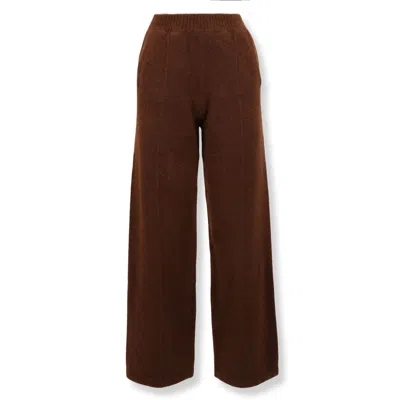 Laneus Textured Knit Straight-leg Pants With Smooth Waistband In Brown