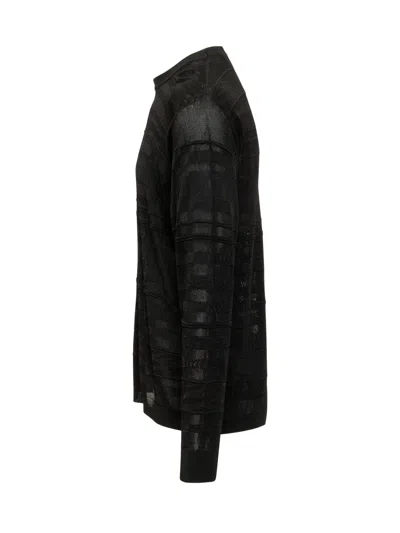 Laneus Textured Knitwear Sweater For Spring/summer In Nero