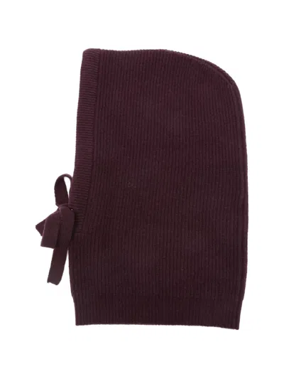 Laneus Tie-detail Ribbed Balaclava In Brown