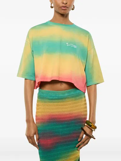 Laneus Tie-dye Cropped T-shirt In Multi