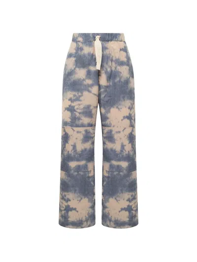 Laneus Tie-dye Elasticated-waistband Trousers In Blue