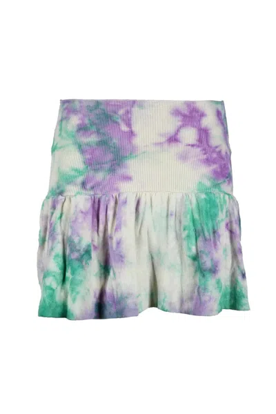 Laneus Tie-dye Mini Skirt With Flared Hem In Multi